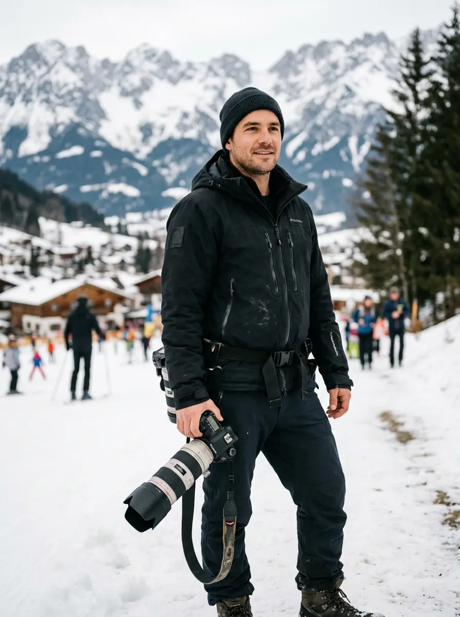 Porträt Christian Moll mit Kamera in Tirol